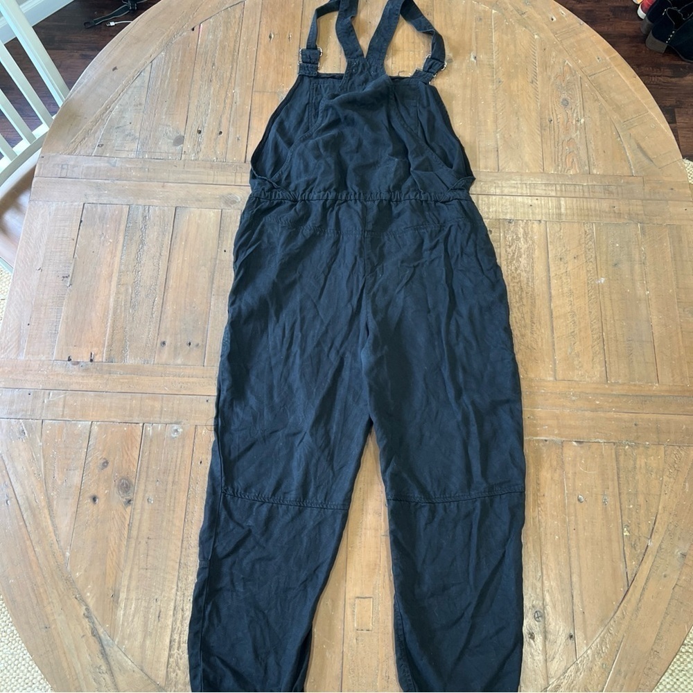 Aritzia Wilfred Free Valletta Cropped Overalls Medium Lyocell Twill Romper Black - Picture 10 of 13